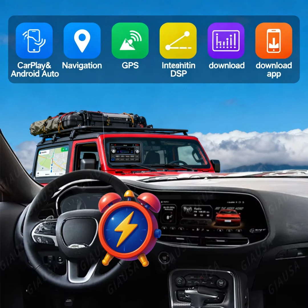 12.3'' LCD Touch Screen Car Radio  Multimedia Player For Dodge Challenger Charger SRT Hellcat 2010-2023 Carplay Android GPS Navi