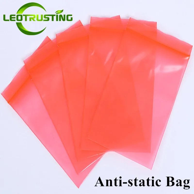 100PCS Red Anti-Static Shielding Ziplock Packaging Bags Circuit PCB Board Battery Memory Card Hard Disk ESD Storage Pouches