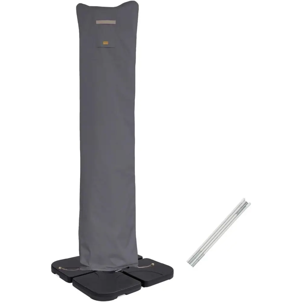 

Water-Resistant Cantilever Patio Umbrella with Zipper and Rod, 9'-13', Grey/White