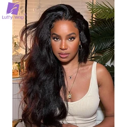 180 Density 360 Lace Frontal Wig Kinky Wave Human Hair Pre Plucked Brazilian Yaki Wavy HD Transparent Lace Front Luffywig