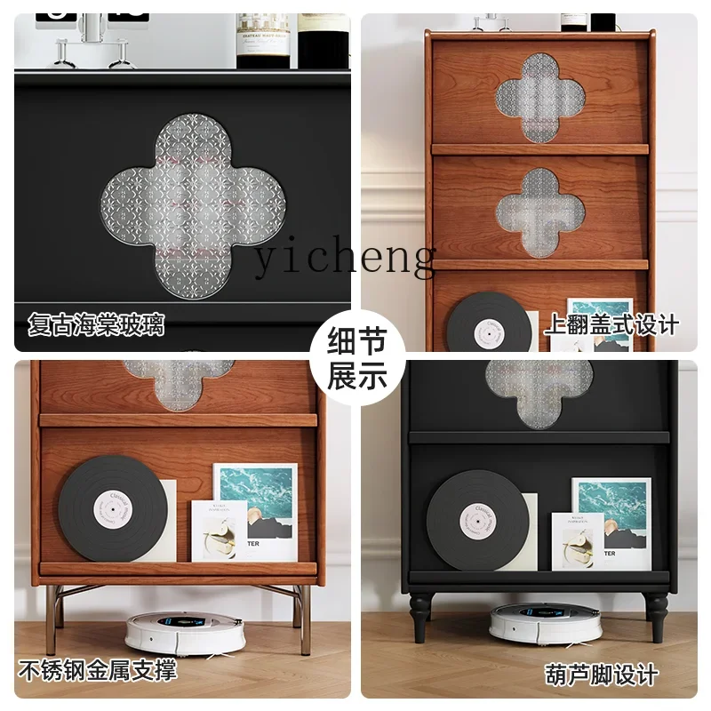 

antique style solid wood retro living room TV side cabinet against the wall storage cabinet bedroom end bucket cabinet