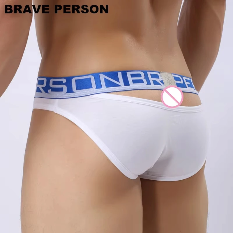 Brave Person Men's Hollow Design Cotton Briefs Comfortable Sexy Underwear Male Underpants