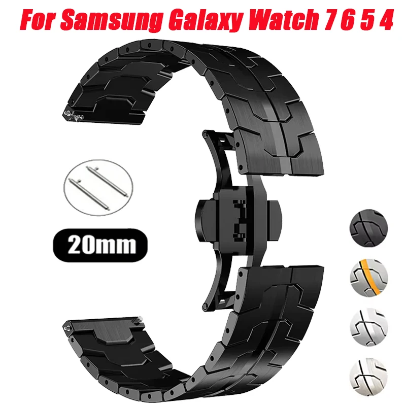 

Ремешок из нержавеющей стали 20 мм для Samsung Galaxy Watch 7 6 5 4 40 44 мм, ремешок без зазоров для Galaxy Watch 4 6 Classic 47 мм 43 мм 46 мм 42 мм