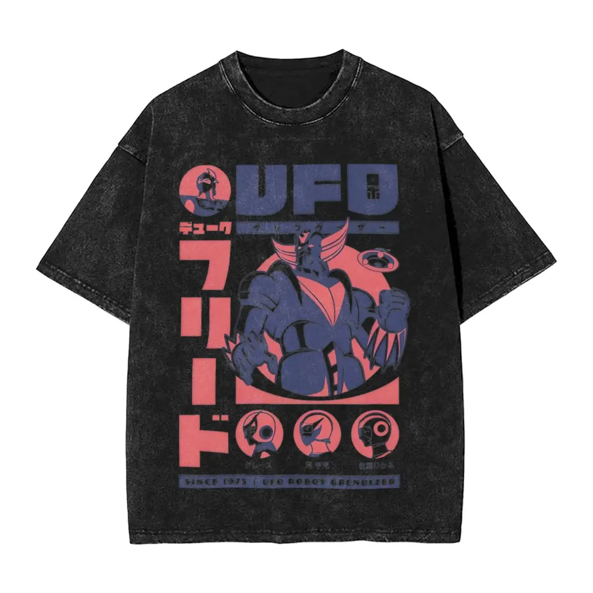 

Retro Grendizer Washed T Shirt Streetwear Hip Hop Vintage T-Shirts Mazinger Z Anime Goldorak Tees for Men Women Cotton Harajuku