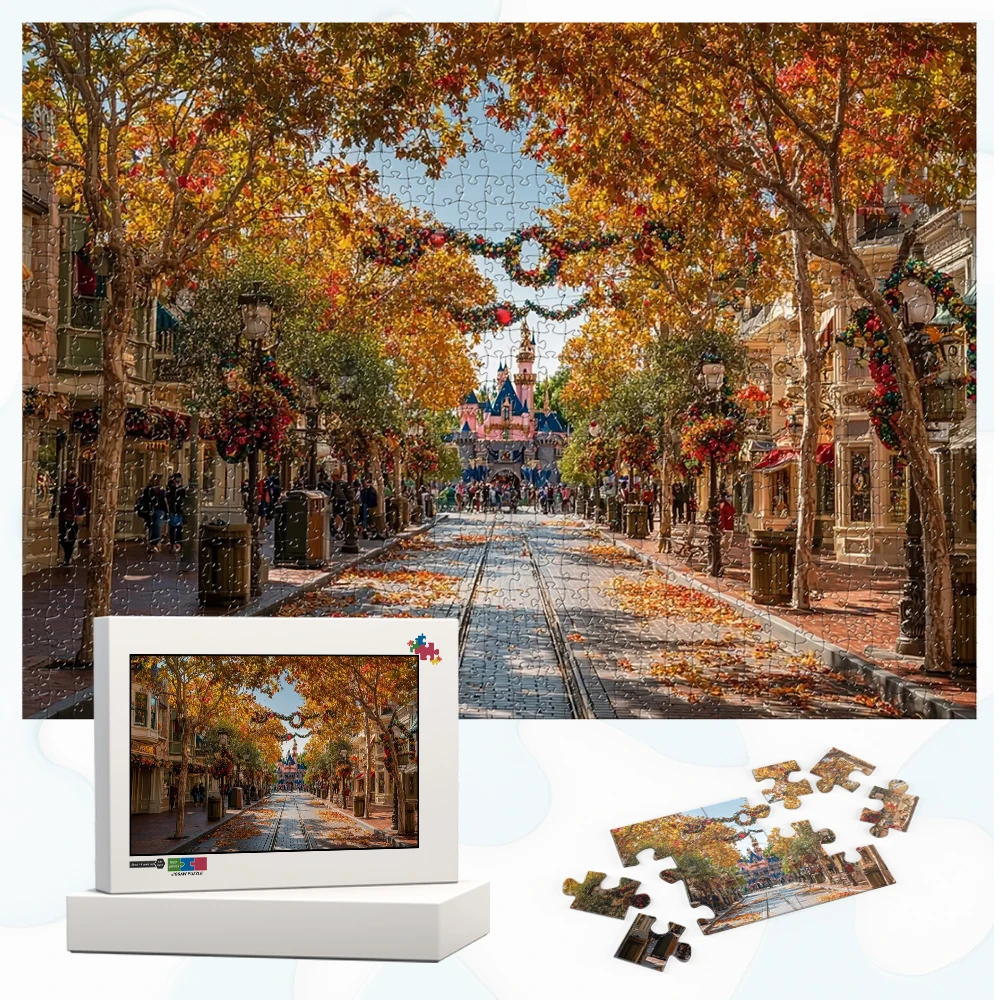 

Disneyland Park Jigsaw Puzzles Autumn Magic Wooden Jigsaw Puzzle Festive Decorations Colorful Trees Puzzles Adults Family Games