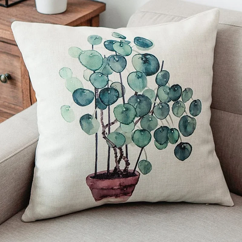 ABMK Plant Throw Pillow Covers Decorative Cotton Linen Square Outdoor Cushion Cover Sofa Home Pillow Covers