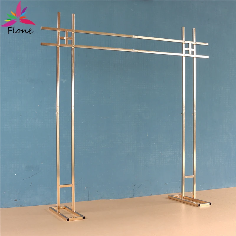 

Gold Plated Iron Christmas Arch 2.0/2.6m Double Poles Square Flower Stand Outdoor Frame Wedding Party Background Decor Props