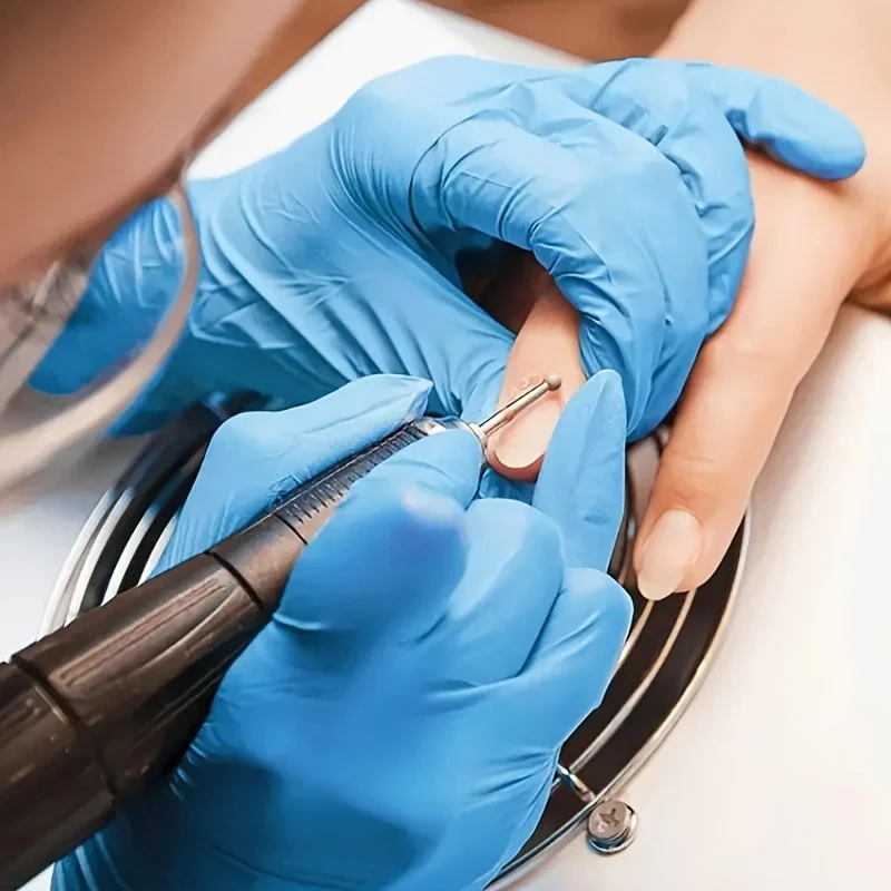 100 blue disposable nitrile gloves, cleaning gloves, suitable for kitchen, bathroom, cleaning, nail art, and foot care