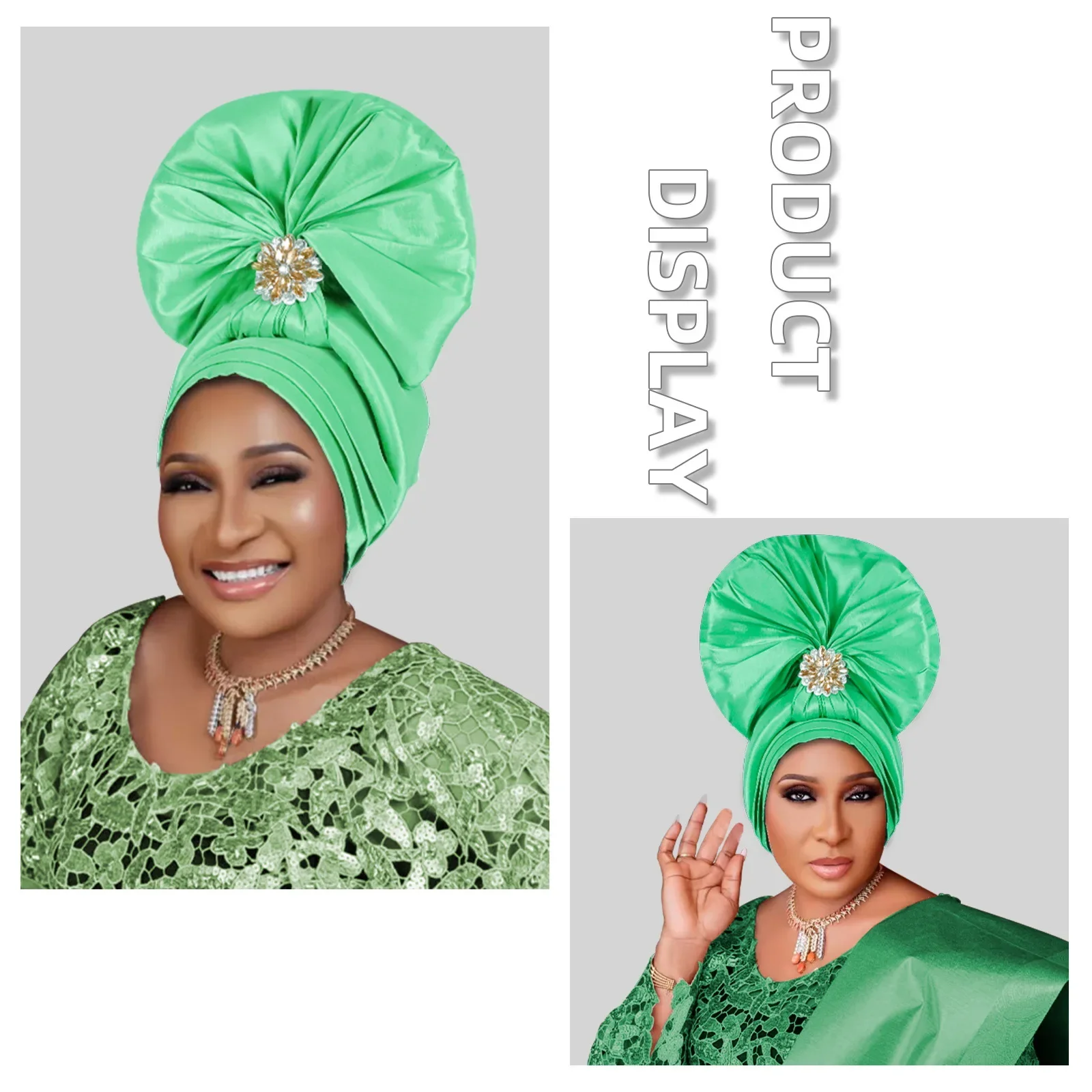 

African Auto Gele Headtie Nigeria Women's Head Wraps Wedding Party Headpiece Turban Cap Diamonds Muslim Hijab Bonnet Headscarf