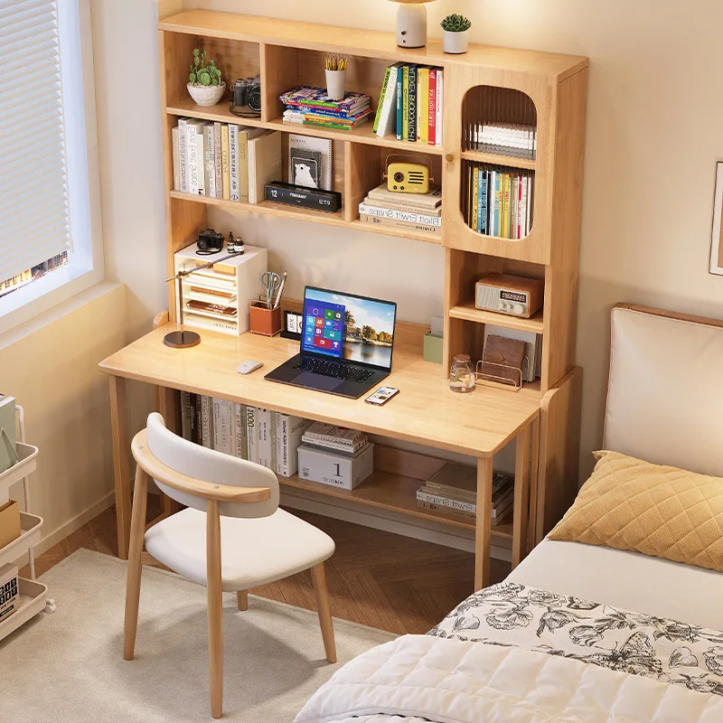 كتابة، مكتب كمبيوتر، قابل للطي، مزيج، خشب متين، شقة صغيرة، رف كتب، غرفة نوم، متكامل