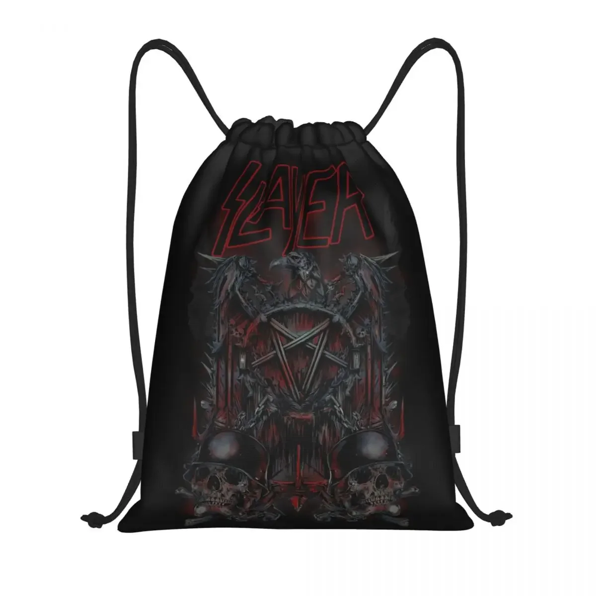 

Custom Heavy Metal Rock Band Slayers Drawstring Backpack Sports Gym Bag for Men Women Training Sackpack