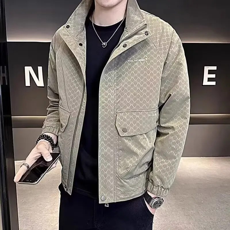 

Men's Jacket 2025 Spring Autumn Winter Cardigan Jacket Stand Collar Casual Outerwear Coat Trendy Top