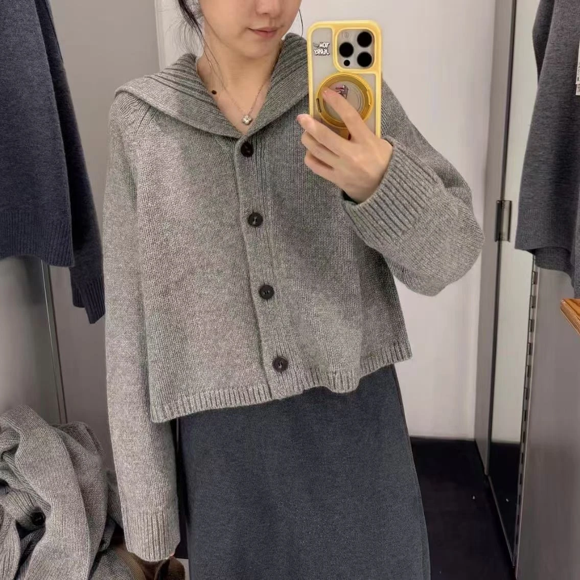 

Ay Sailor вязаный шерстяной открытый кардиган-стойка женский Faion Commute Sle свободный све с длинным капюшоном стандартной длины