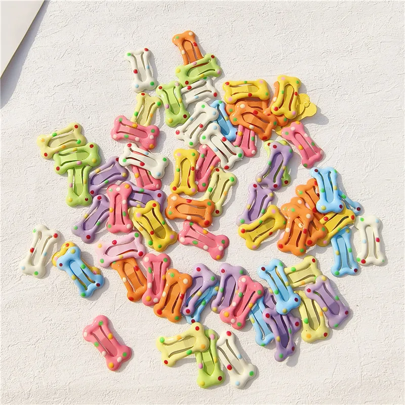 5/10/20pcs Dog Hair Clips Multicolor Barrettes Small Bone Snap Hair Clips for Dog Cat Pet Grooming Bows Pet Hair Accessories