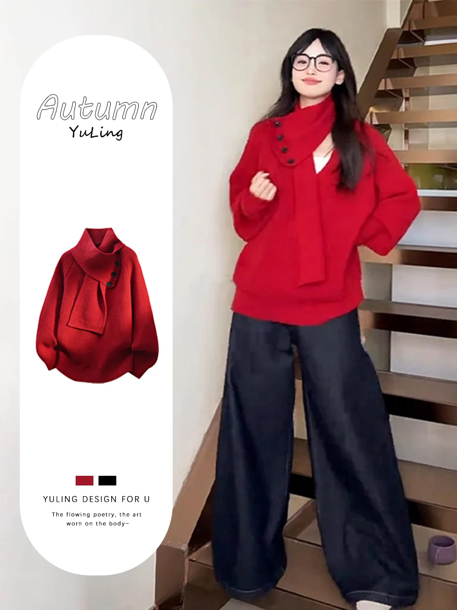 

Sli Early Winter Women's Sweater loween Cisas New Year Loose Knitwear Autumn Winter Commute Sle V-Ne Long Sve