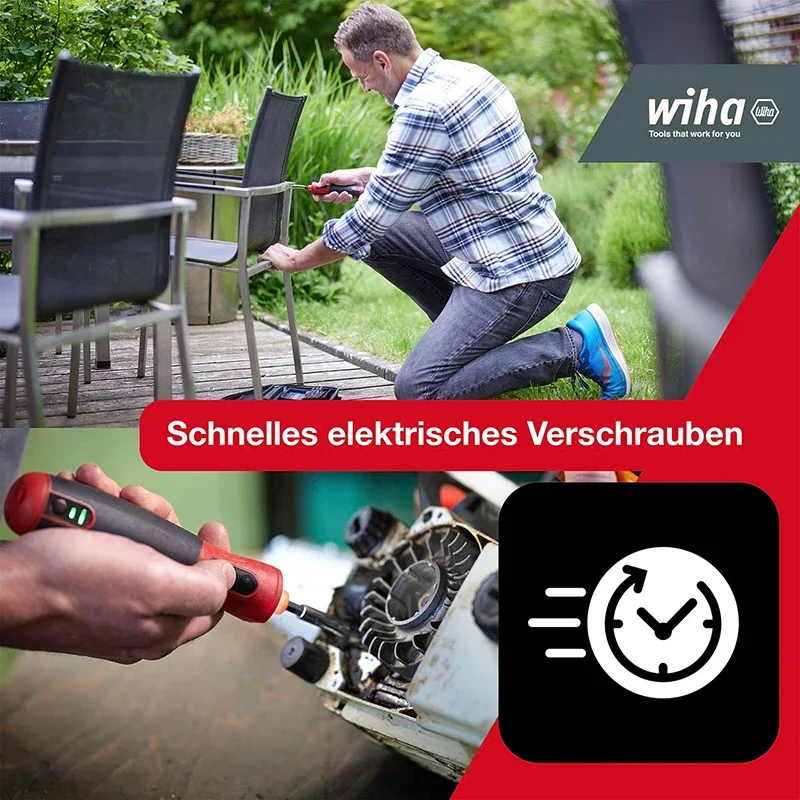 WIHA 31 in 1 Electric Screwdriver Set speedE PocketDrive with Bit Set  1.0 Nm + 5.0 Nm Type-C Cordless Screwdriver 45791