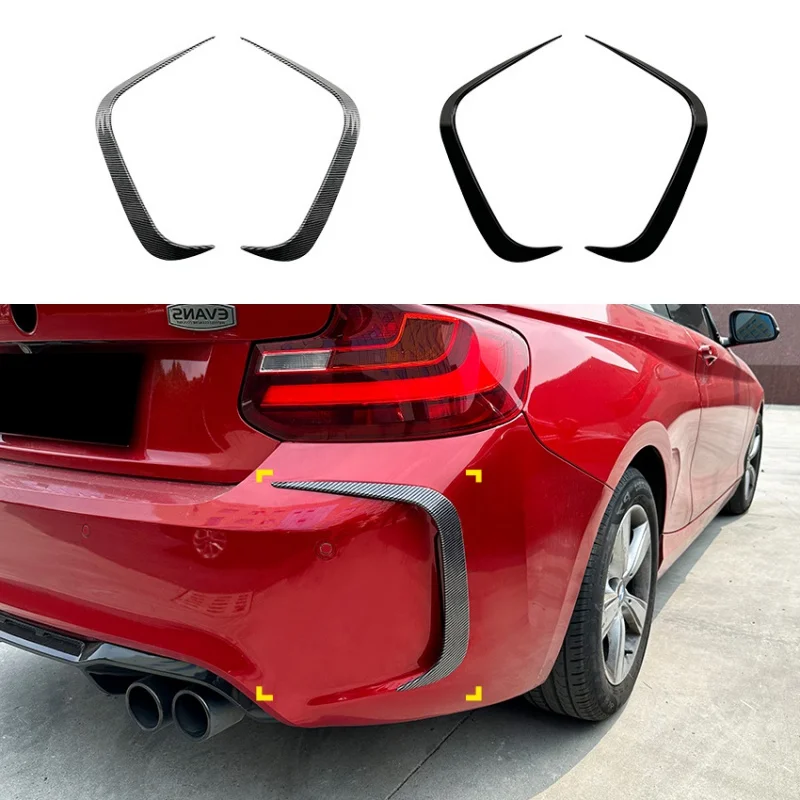 For BMW 2 Series M2 F87 2016-2021 Car Rear Bumper Lip ABS Splitter Side Air Vent Wind Knife Spolier Guard Stickers Accessories