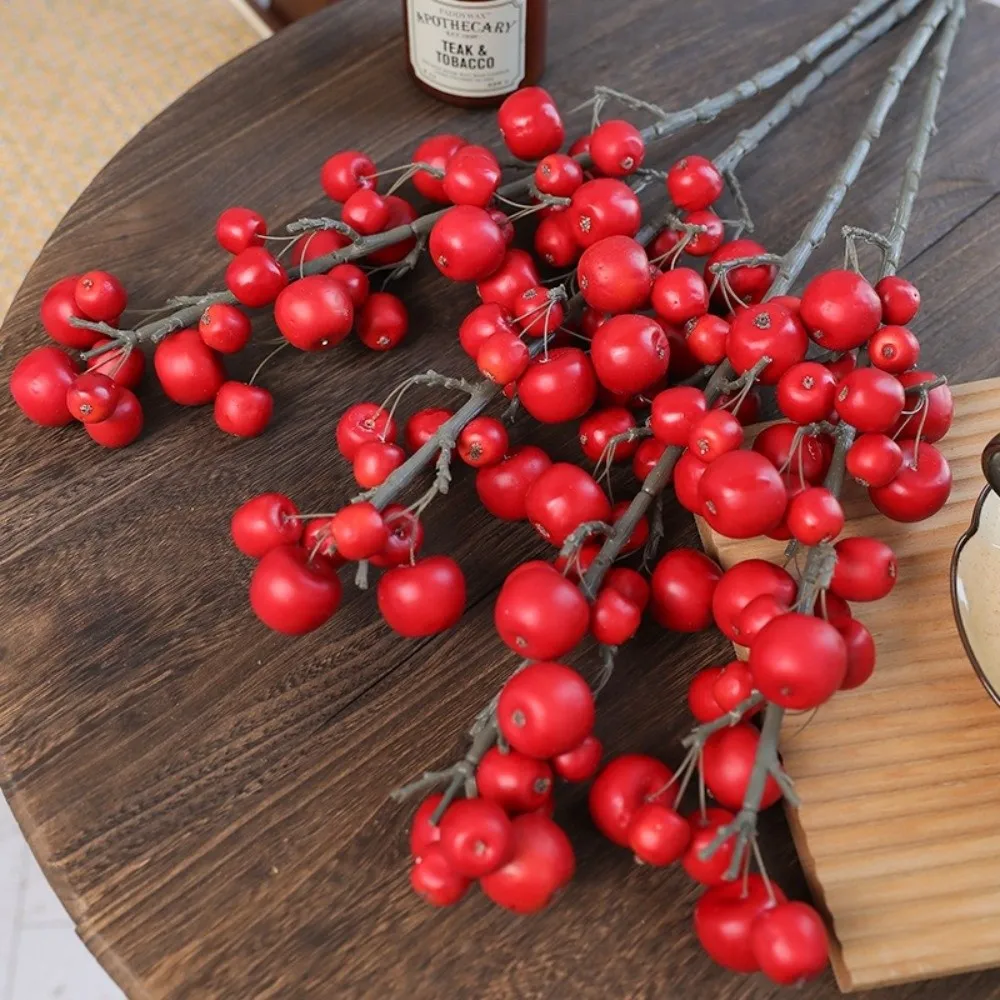 

30 Heads Artificial Fruit Branch Green Plants Plastic Foam Fruits Branch Small Fruit Realistic Fake Plants Party Event