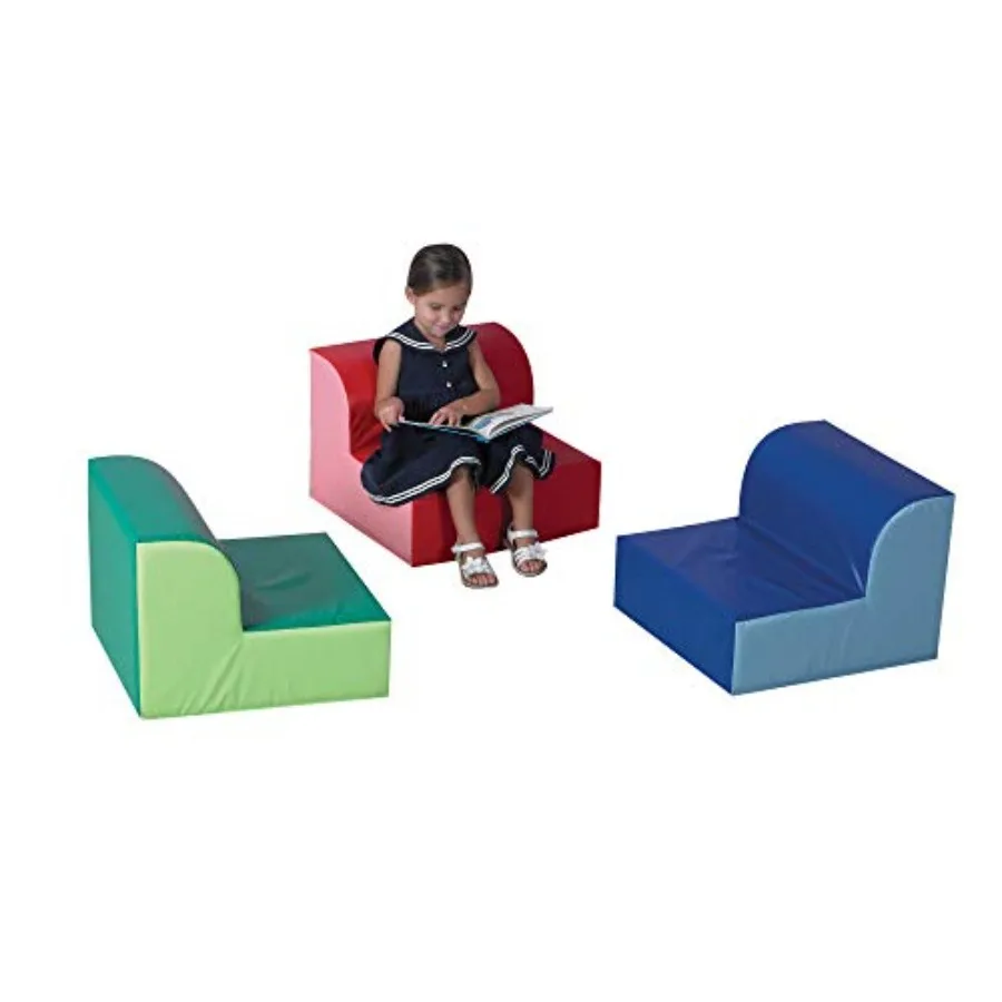 

Library Trio Cozy Chairs, Toddler Flexible Seating Classroom Furniture for Preschool or Daycare, 3-Pack