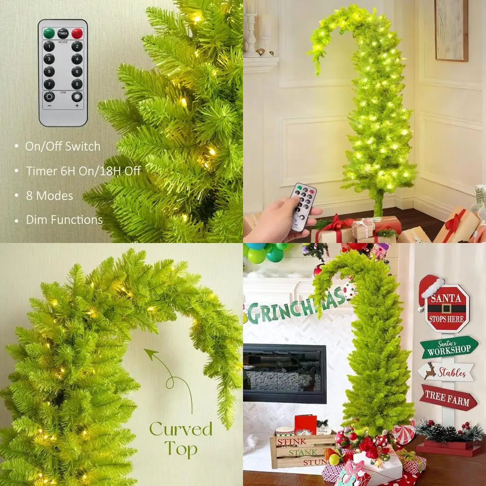 

Искусственная рождественская елка с предварительной подсветкой, 6 футов, пульт дистанционного управления с таймером, 150 светодиодных фонарей, праздничный декор для дома, гостиной, офиса