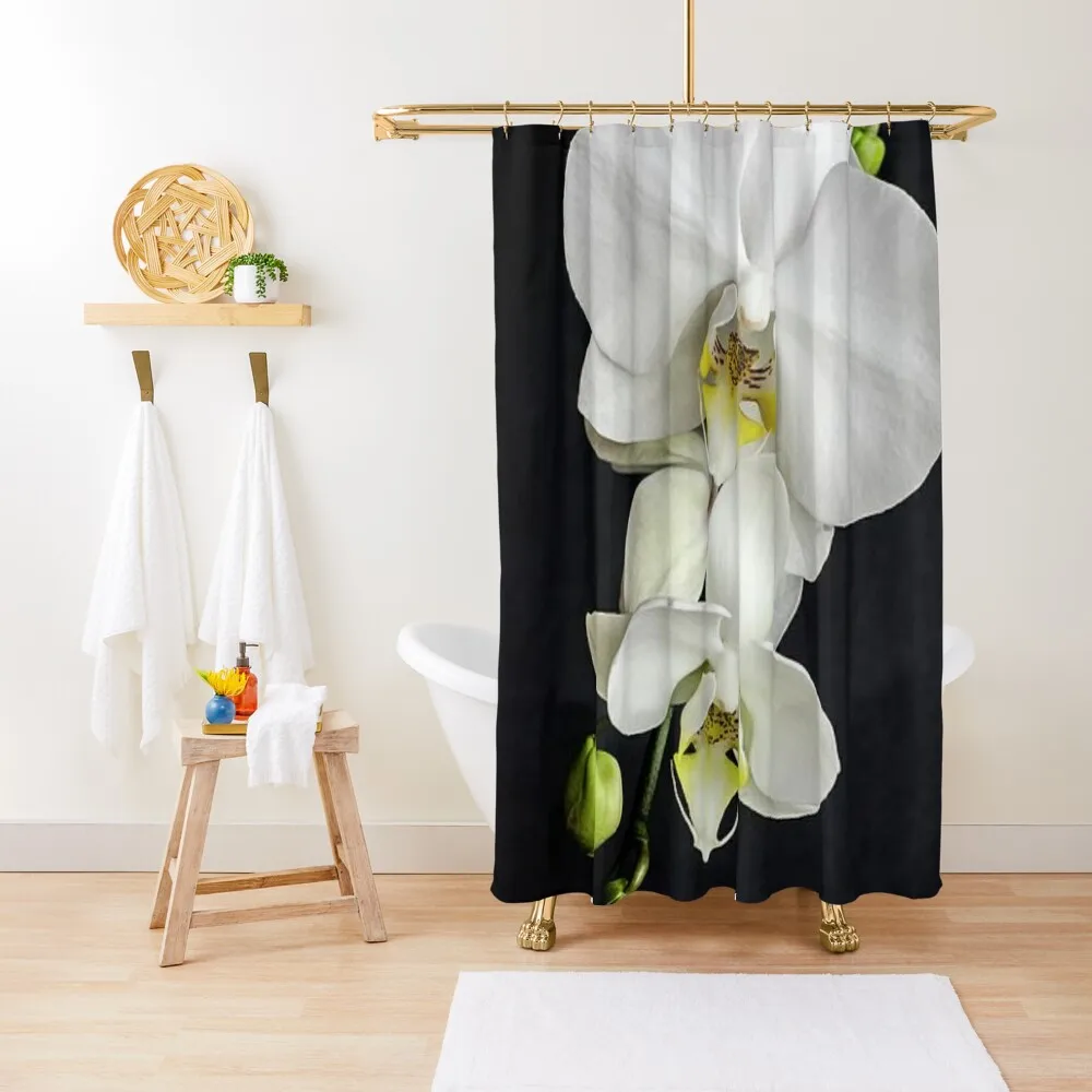 White orchid Shower Curtain Elegant Bathroom Shower Waterproof Anime Shower Curtain