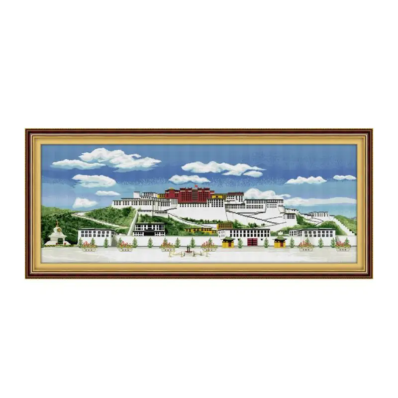 JoySunday The Potala Palace Cross Stitch Kits Aida Fabric 16CT Handmade Needlework Embroidery Set Sewing Wall Paintings