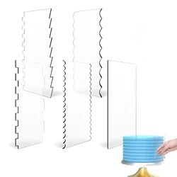 2pcs Acrylic Cake Scraper Set Decorating Contour Stripe Cake Comb Saw Tooth Smoother Buttercream Frosting Scraper cake tools