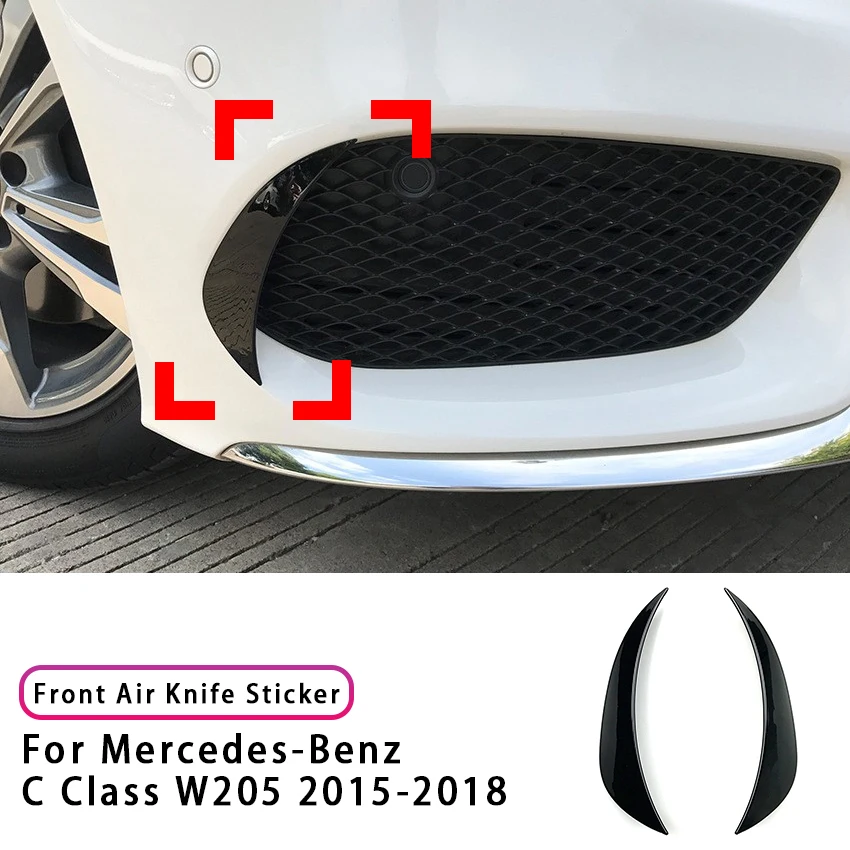 2PCS Car Front Bumper Air Vent Outlet Cover Trim Body Kits Accessories For Mercedes-Benz C-Class W205 2015-2018