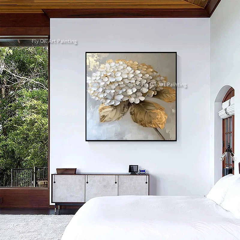 Large Colorful Beautiful Feather Canvas Thick Simple Artwork Handpainted Blue Yellow Color Mixed Oil Painting For Room Decor