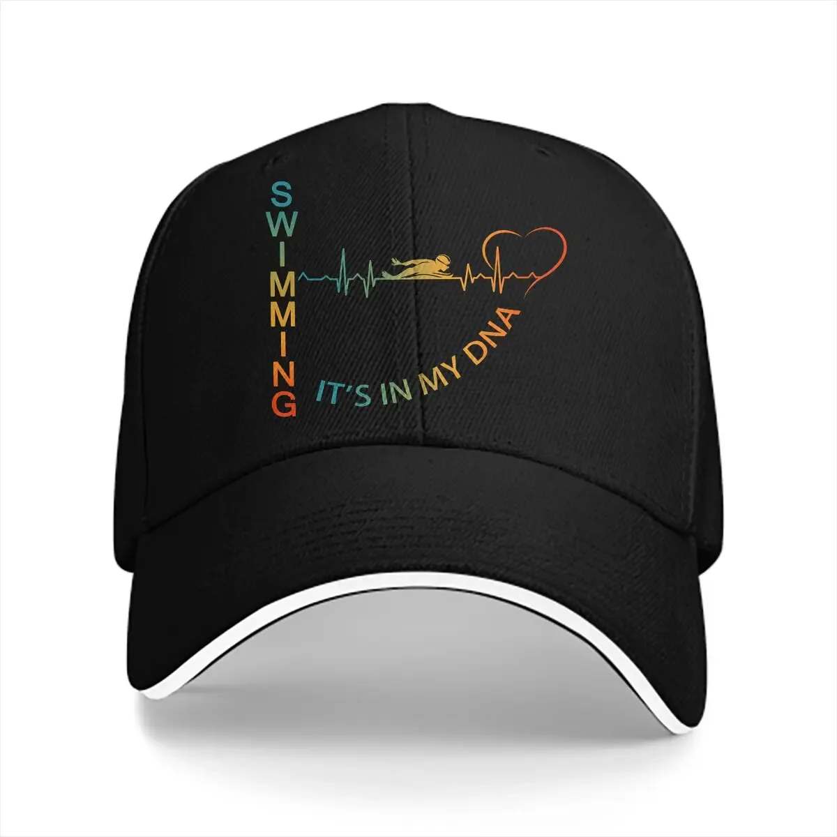 Washed Men's Baseball Cap IT’S IN MY DNA Trucker Snapback Caps Dad Hat Swim Swimming Sports