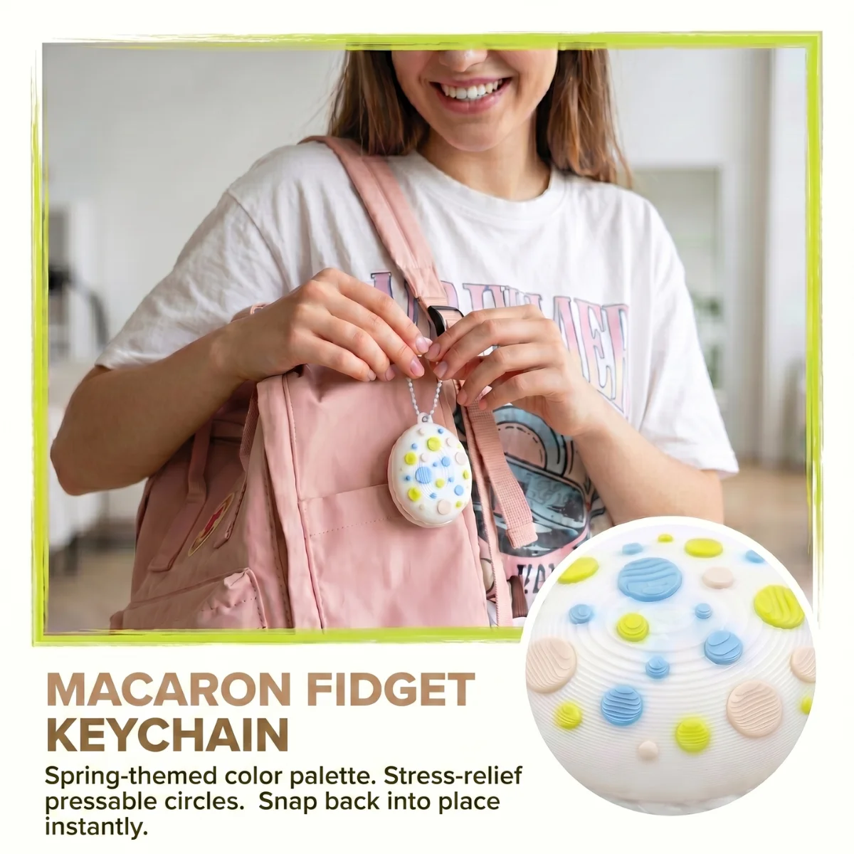 Spring Themed Macaron Style Decompression Keychain, Macaron Style Bag Hanging Accessory With Bead Chain