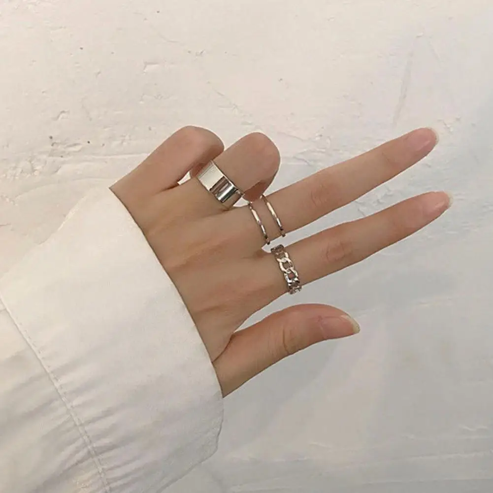 3Pcs Women Rings Geometric Opening Adjustable Jewelry Korean Style Finger Rings Fashion Jewelry Knuckle Rings Birthday Gifts