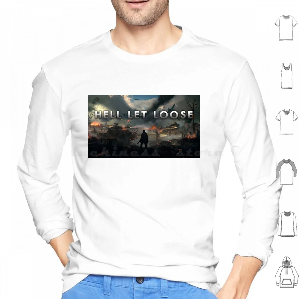 Hell Let Loose Hoodies Long Sleeve Hell Let Loose War Game Wwii Ww2 World War Battle Badass Fire Planes Soldier