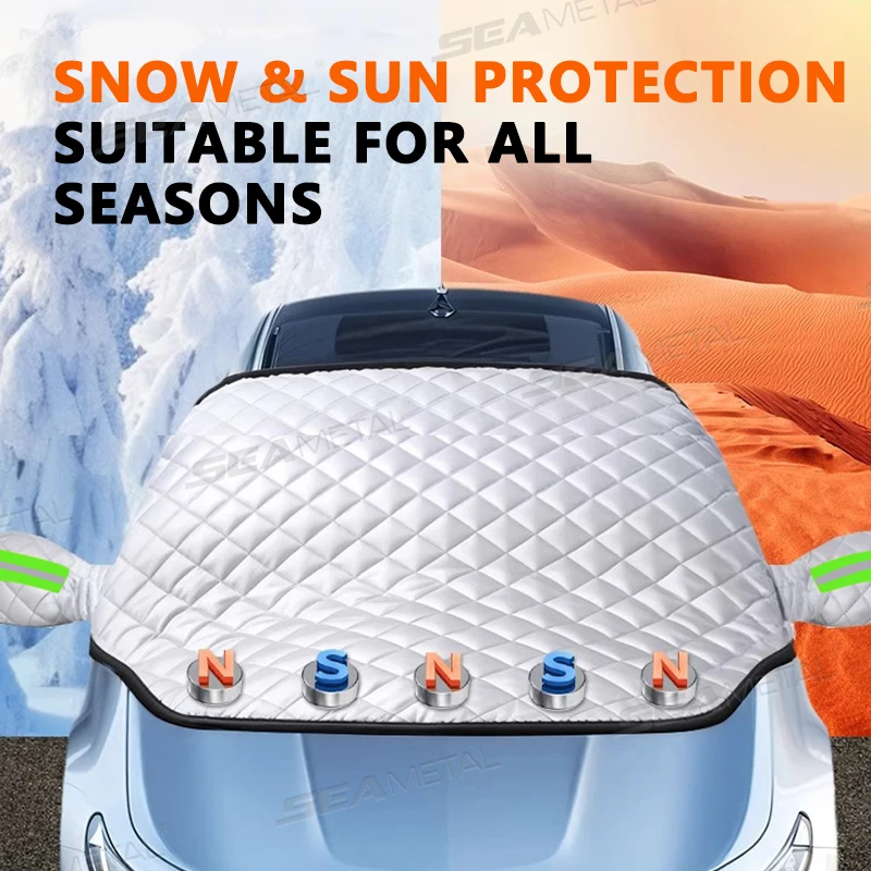 SEAMETAL Thicken Car Windshield Snow Shield 5-Magnet Large Size Full Protection Front Window Snow Cover Windproof Anti Ice Cover