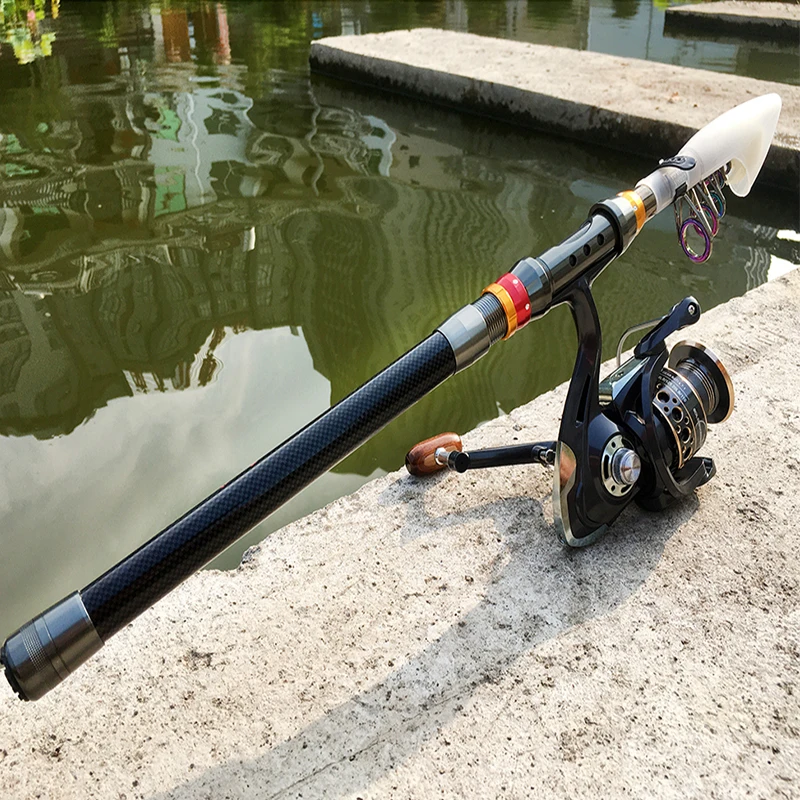 Combo de pesca caña carbono carrete metálico para agua salada y dulce - imagen 3