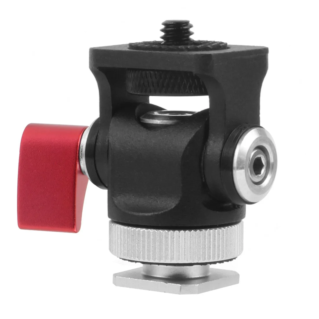 調整可能なモニタースタンド,360度傾斜,180度,コールドシューズマウントと1/4インチマウント三脚ヘッド付き