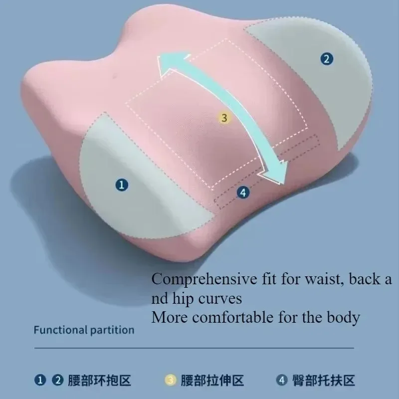 1pc Multifunctional Lumbar Support Pillow, Office Chair Back Cushion & Bed Sleeping Waist Pad, Flat Back Support for Sitting