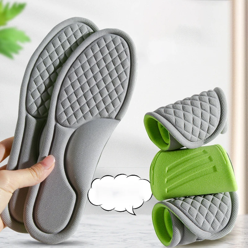 Breathable Ergonomic Sweat Absorbing Light Weight Shoe Insole Soft Shock-absorbant Flat Foot Sneaker Insoles for Women and Men