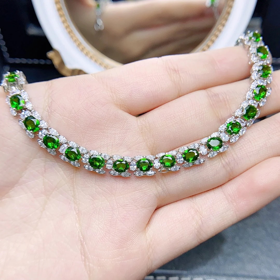 FS 4*5mm Natural Diopside Bracelet S925 Sterling Silver With Certificate Fine Fashion Charm Weddings Jewelry for Women MeiBaPJ