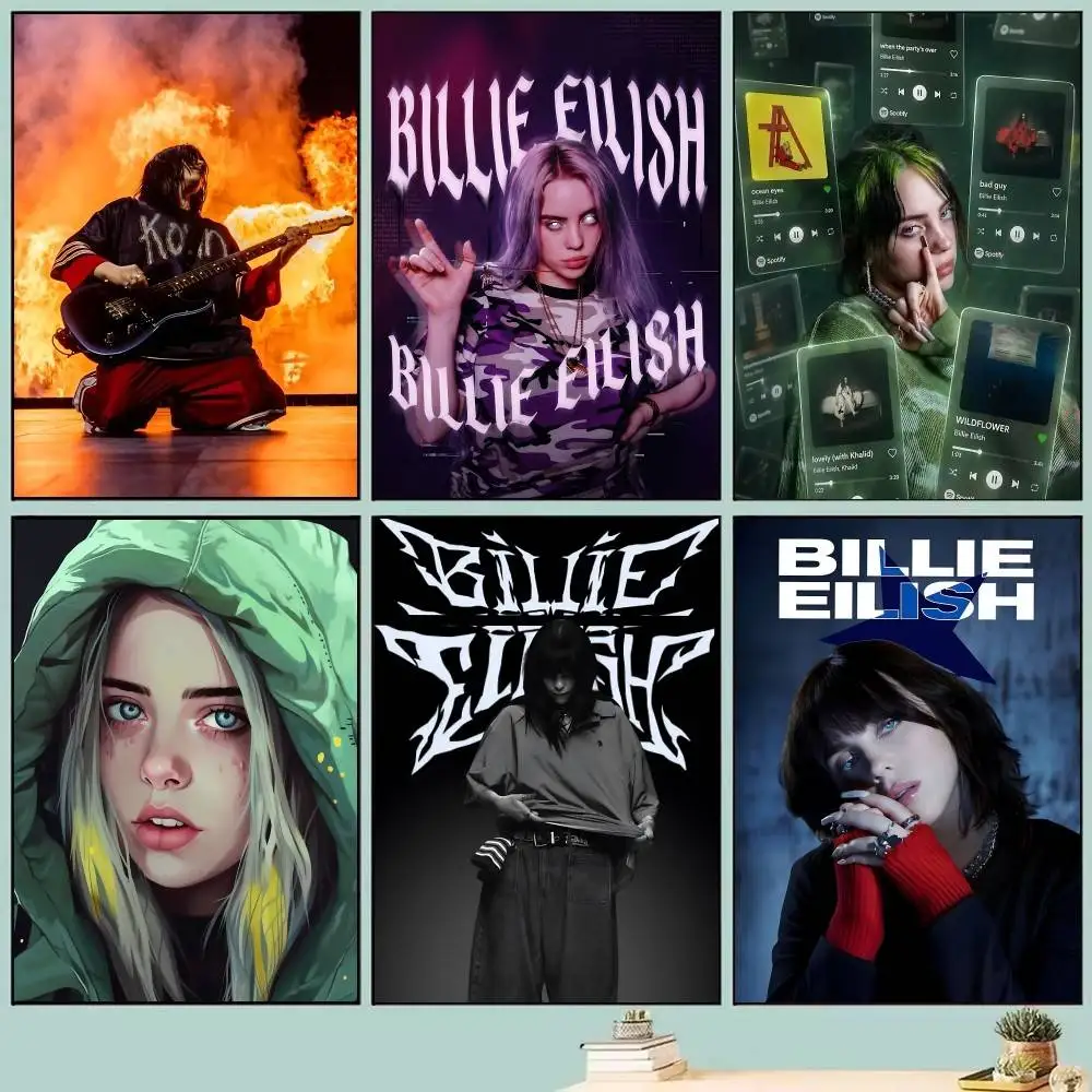 Cool Singer B-BillieS Vintage Posters Self Adhesive Waterproof Ideal For Living Room Bedroom Bar Decoration