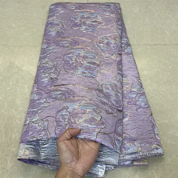 2025年高級非洲尼日利亞薄紗蕾絲布料歐根紗刺繡吉普爾錦緞提花婚紗禮服派對洋裝5碼 8 最佳銷售 尼日利亞錦緞布料 - №6