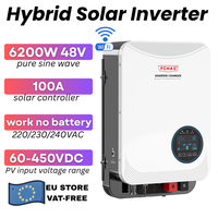 FCHAO 6.2kW 48V Hybrid Solar invert | 100A MPPT Controller 60-500VDC PV output Battery Free, Pure Sine Wave