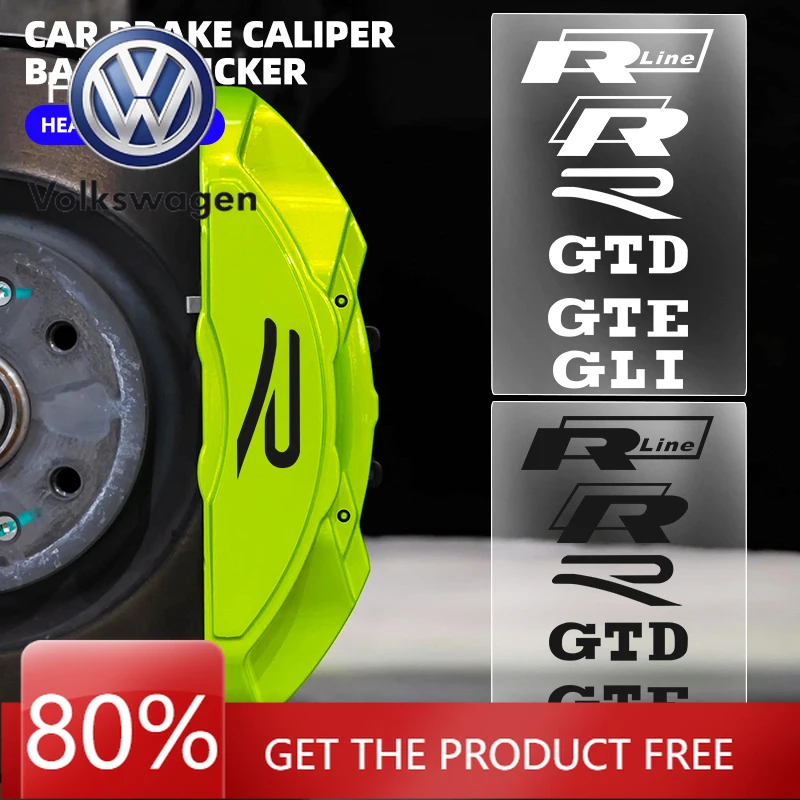 

For VW Volkswagen Jetta MK5 Golf 1set Car Brake Caliper Graphic Stickers For Volkswagen Tiguan Bora POLO PASSAT CC Touran GOLF J