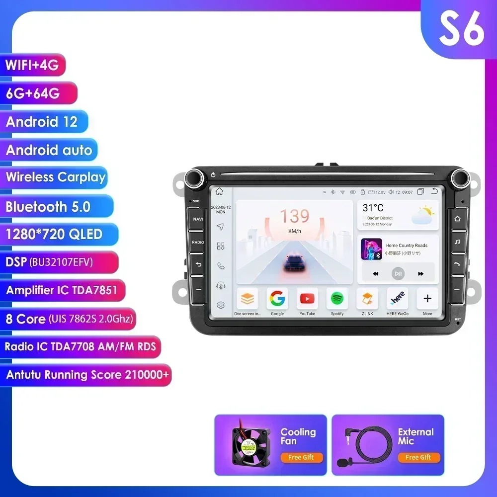 8 ''Scherm 2din Android Autoradio Multimedia Video Player voor Volkswagen Skoda VW Tiguan Touran Caddy Jetta Polo passat Seat GPS