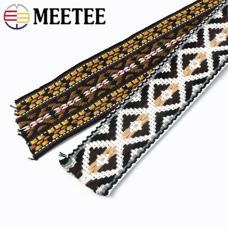 5Yards Meetee 30/38mm Polyester Cotton Jacquard Webbing DIY Sewing Webbings Ribbon Garment Bag Straps Bias Decorative Lace Tape