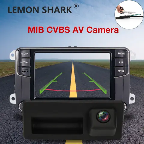 Car HD CVBS Rearview Camera Green Static Track with Trunk Switch for VW Passat Golf Polo Jetta Tiguan MIB RCD360 RCD330 Radio