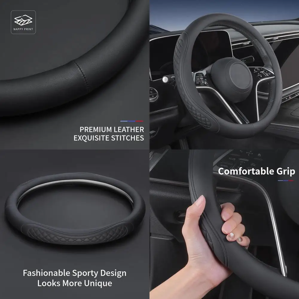 

Кожаный чехол на руль, совместимый с Toyota Rav4 Camry Highlander Corolla Sienna CHR Avalon FJ Land Cruiser Yaris SE XSE