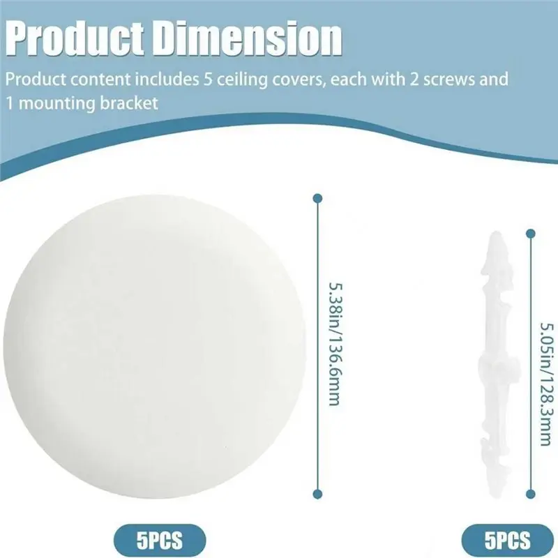 ABDJ-For 3-1/2 "إلى 5" لوحات غطاء السقف المستديرة-غطاء الصندوق الكهربائي لكاشف الضباب الدخاني الجدار تركيبات مروحة الضوء 2 قطعة مجموعة ثقب
