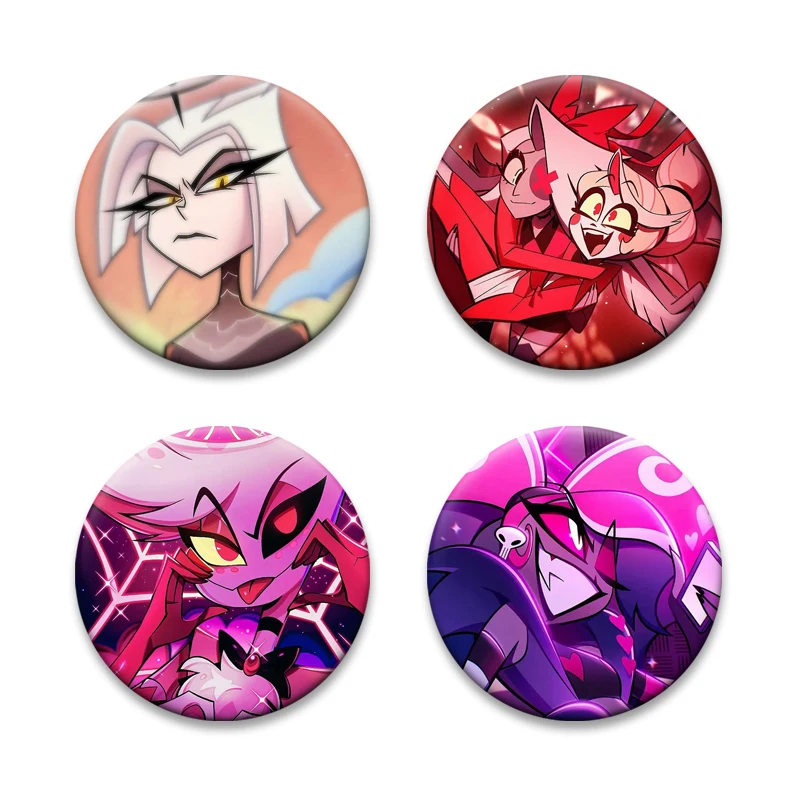 Anime Helluva Boss Badge Musical Comedy Animation Tinplate Pins Round Cartoon Brooches Backpack Accessories Handmade Gifts