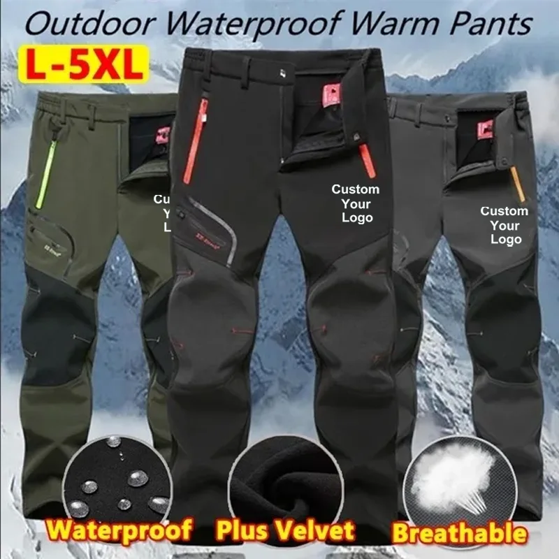 

New Mens Customize Your Logo Outdoor Breathable Hiking Trousers Camping Climbing Trekking Softshell Warm Long Pants